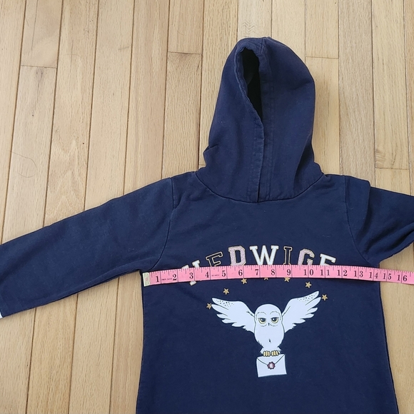 Harry Potter Hedwig Hoodie Sweatshirt Dress Girls Sz 8 Navy Owl Graphic Cosplay - Picture 8 of 14